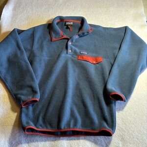 Patagonia Synchilla Lightwieght Fleece Snap T Pullover Men's Size S Blue Red